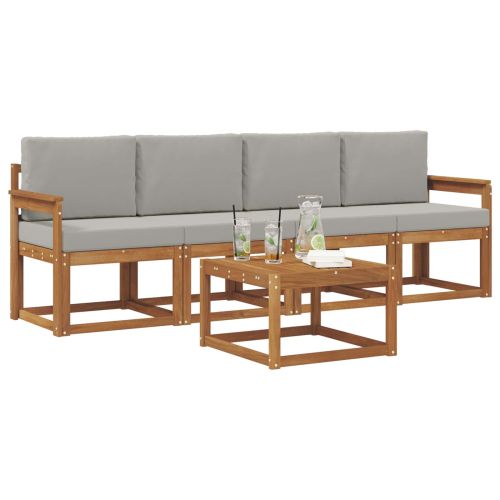 Комплект дивани за открито 5 pcs Естествено и светло сиво