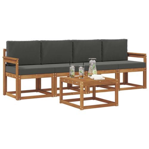 Комплект дивани за открито 5 pcs Натурален и Антрацит