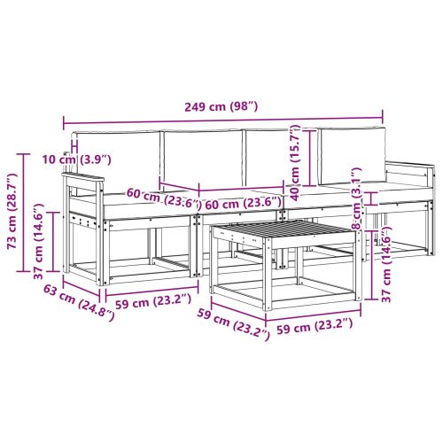 Комплект дивани за открито 5 pcs Натурален и Антрацит