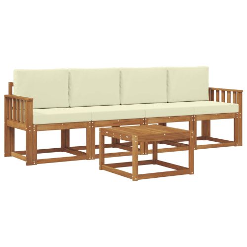 Комплект дивани за открито 5 pcs Натурален и Крема