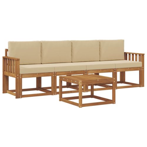 Комплект дивани за открито 5 pcs Натурален и Бежов