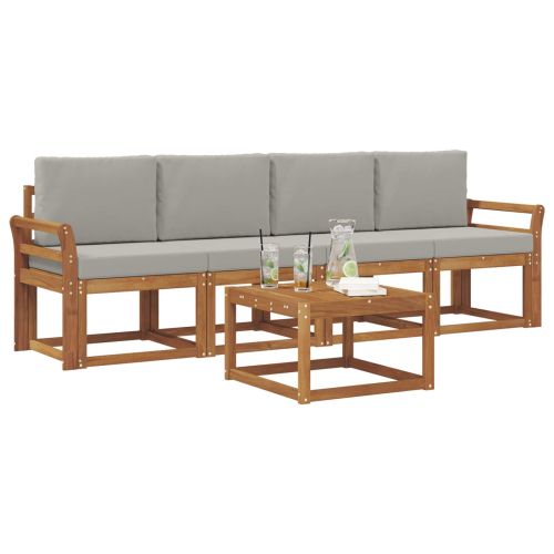 Комплект дивани за открито 5 pcs Естествено и светло сиво