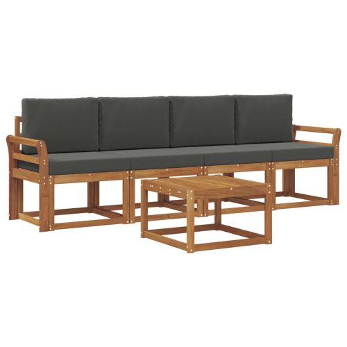 Комплект дивани за открито 5 pcs Натурален и Антрацит