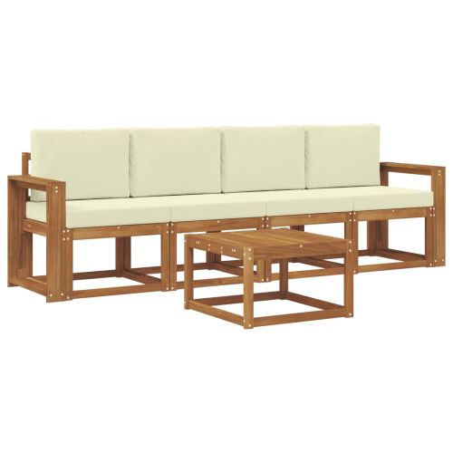 Комплект дивани за открито 5 pcs Натурален и Крема