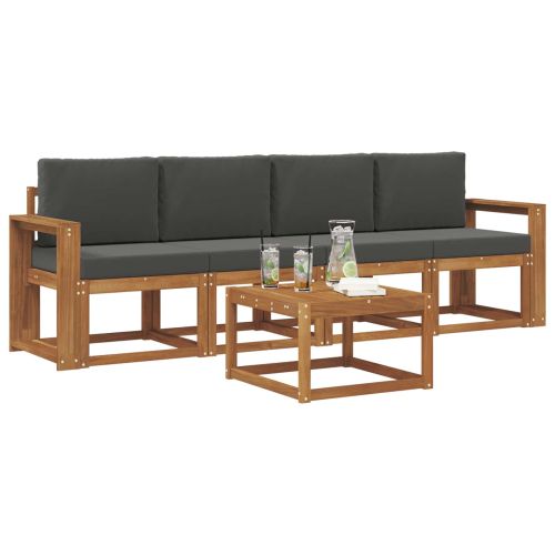 Комплект дивани за открито 5 pcs Натурален и Антрацит