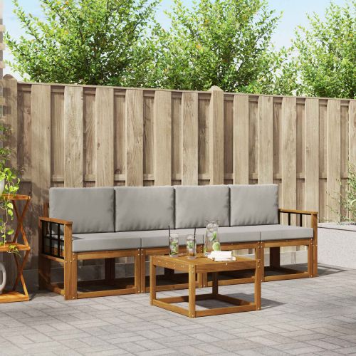 Комплект дивани за открито 5 pcs Естествено и светло сиво