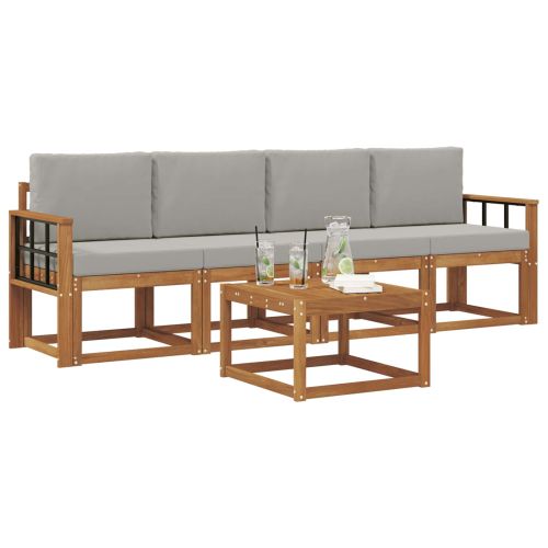 Комплект дивани за открито 5 pcs Естествено и светло сиво