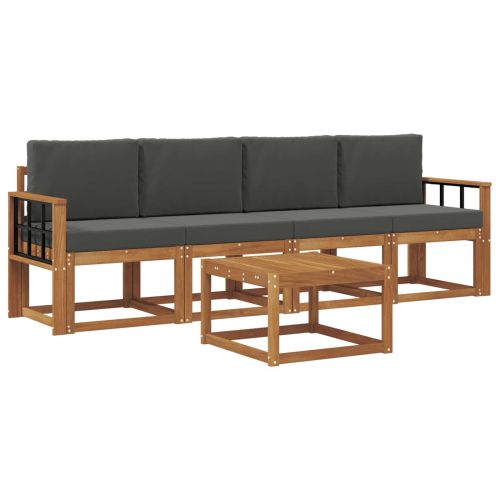 Комплект дивани за открито 5 pcs Натурален и Антрацит