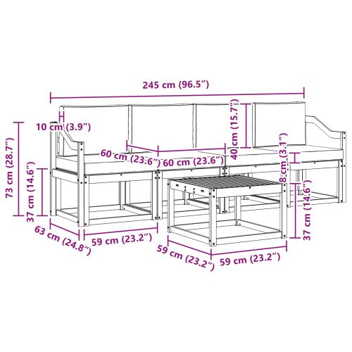 Комплект дивани за открито 5 pcs Натурален и Крема