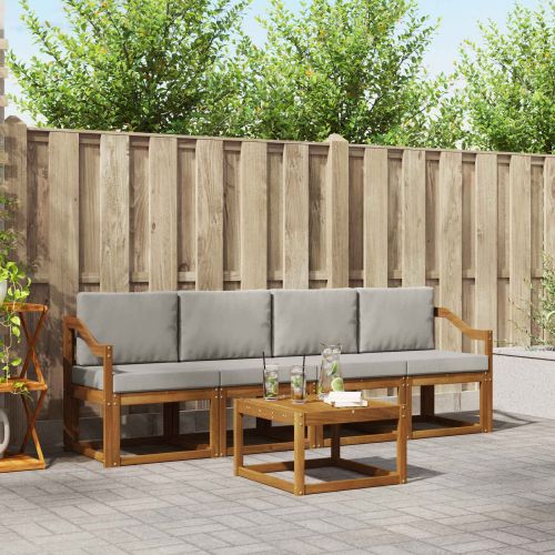 Комплект дивани за открито 5 pcs Естествено и светло сиво