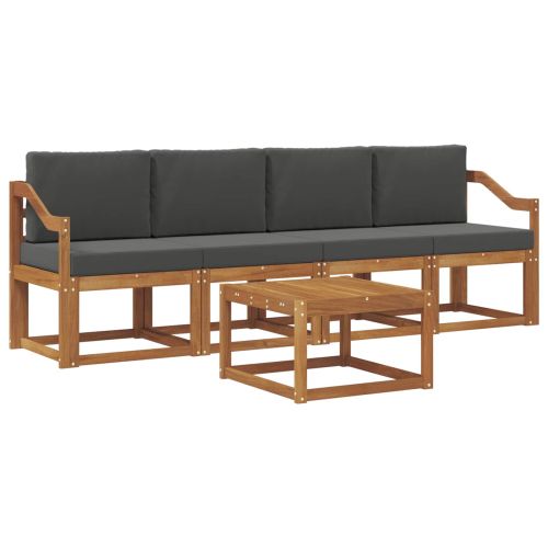 Комплект дивани за открито 5 pcs Натурален и Антрацит