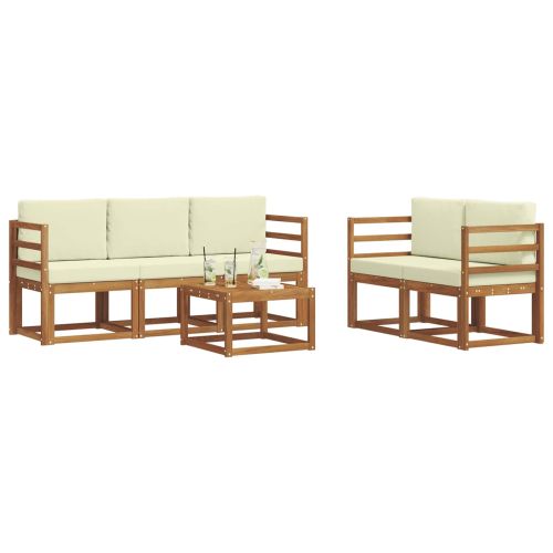 Комплект дивани за открито 6 pcs Натурален и Крема