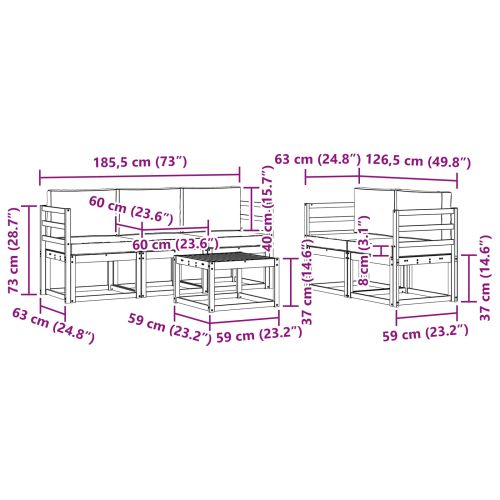 Комплект дивани за открито 6 pcs Натурален и Крема