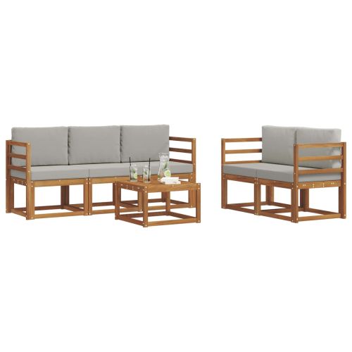 Комплект дивани за открито 6 pcs Естествено и светло сиво