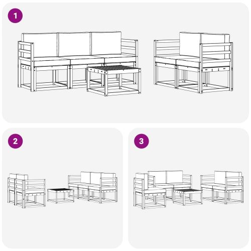 Комплект дивани за открито 6 pcs Естествено и светло сиво