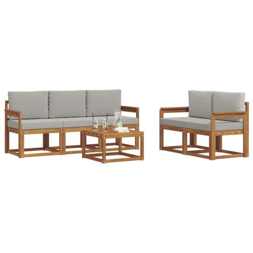 Комплект дивани за открито 6 pcs Естествено и светло сиво