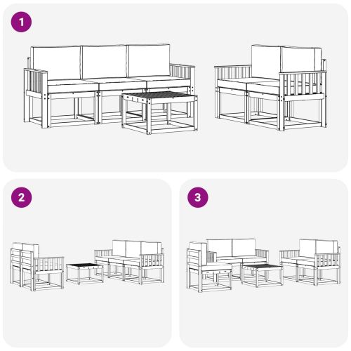 Комплект дивани за открито 6 pcs Естествено и светло сиво