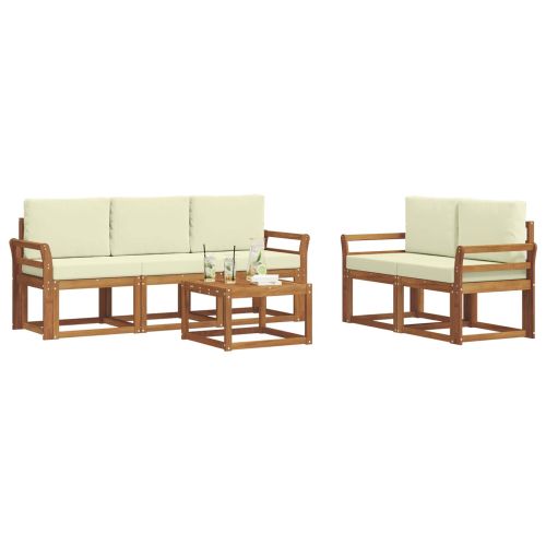 Комплект дивани за открито 6 pcs Натурален и Крема