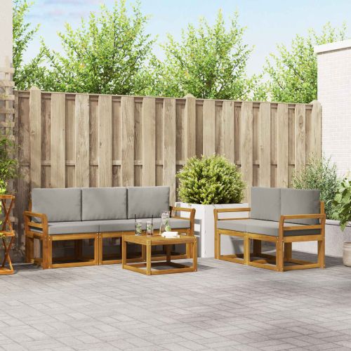 Комплект дивани за открито 6 pcs Естествено и светло сиво