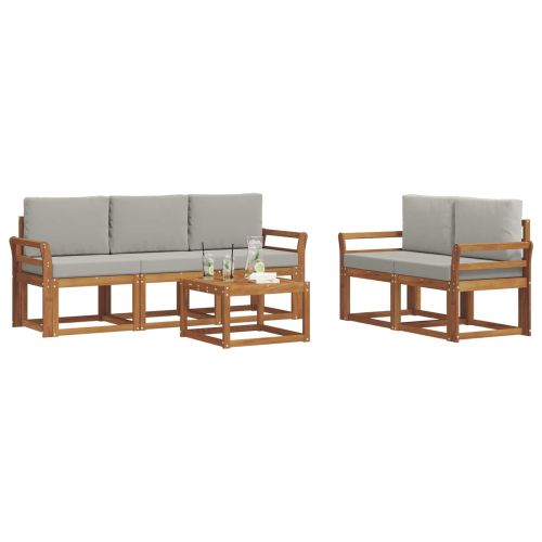 Комплект дивани за открито 6 pcs Естествено и светло сиво