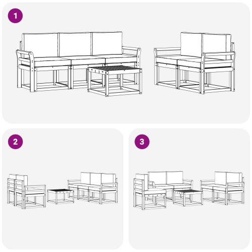 Комплект дивани за открито 6 pcs Естествено и светло сиво