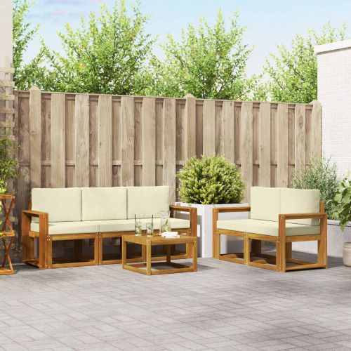 Комплект дивани за открито 6 pcs Натурален и Крема