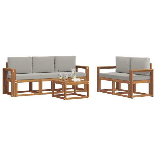 Комплект дивани за открито 6 pcs Естествено и светло сиво