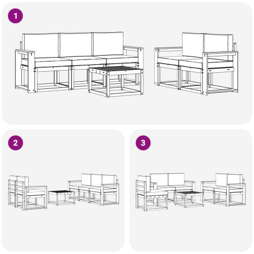 Комплект дивани за открито 6 pcs Естествено и светло сиво