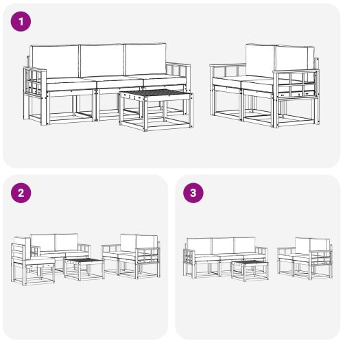 Комплект дивани за открито 6 pcs Натурален и Крема