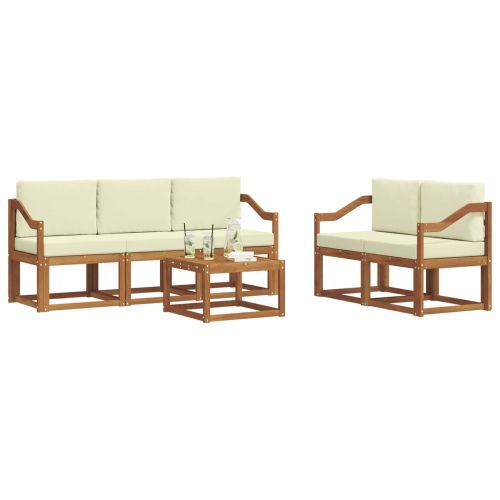 Комплект дивани за открито 6 pcs Натурален и Крема