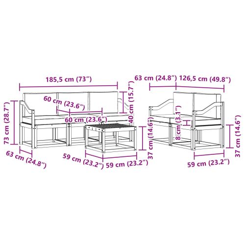 Комплект дивани за открито 6 pcs Естествено и светло сиво