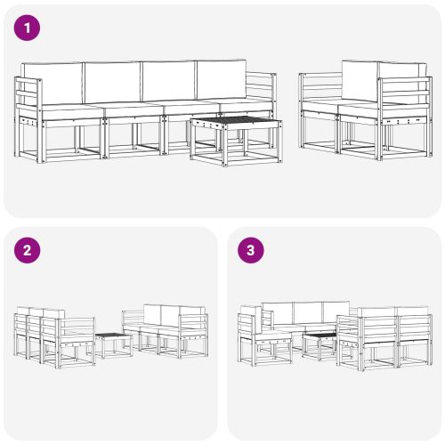 Комплект дивани за открито 7 pcs Натурален и Крема