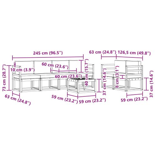 Комплект дивани за открито 7 pcs Натурален и Антрацит