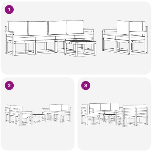 Комплект дивани за открито 7 pcs Натурален и Крема