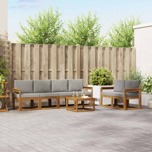 Комплект дивани за открито 7 pcs Естествено и светло сиво