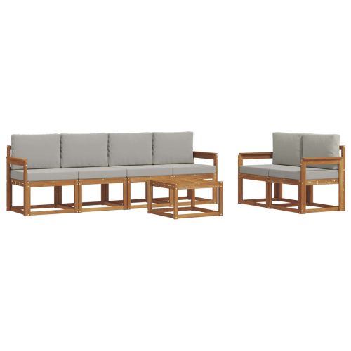 Комплект дивани за открито 7 pcs Естествено и светло сиво