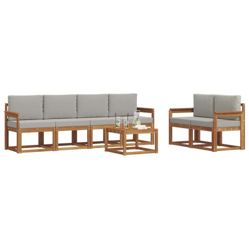 Комплект дивани за открито 7 pcs Естествено и светло сиво