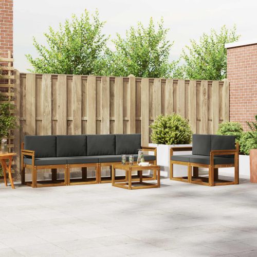 Комплект дивани за открито 7 pcs Натурален и Антрацит