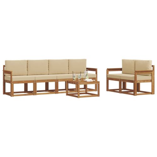 Комплект дивани за открито 7 pcs Натурален и Бежов