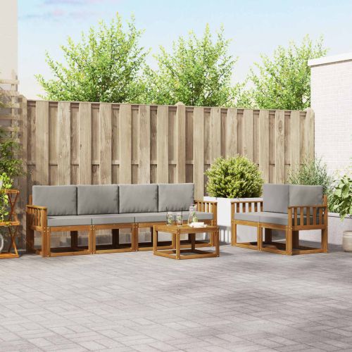 Комплект дивани за открито 7 pcs Естествено и светло сиво