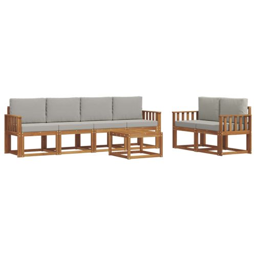 Комплект дивани за открито 7 pcs Естествено и светло сиво