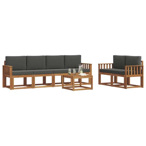 Комплект дивани за открито 7 pcs Натурален и Антрацит