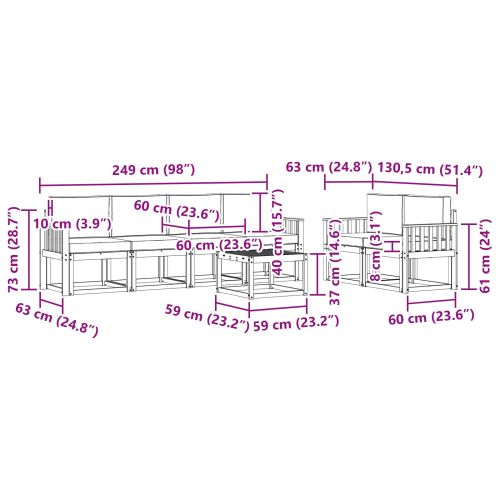 Комплект дивани за открито 7 pcs Натурален и Бежов