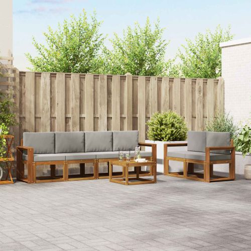 Комплект дивани за открито 7 pcs Естествено и светло сиво