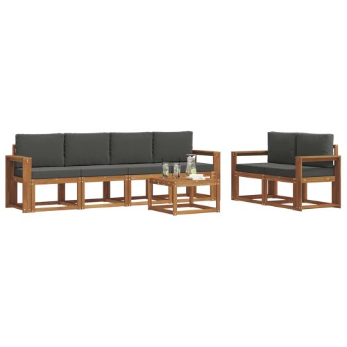 Комплект дивани за открито 7 pcs Натурален и Антрацит