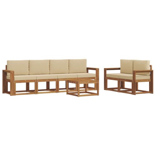 Комплект дивани за открито 7 pcs Натурален и Бежов
