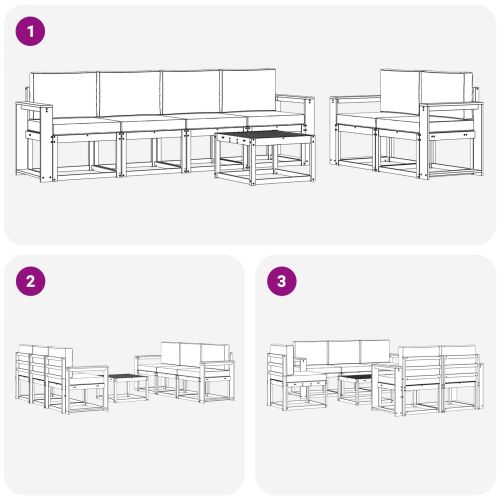 Комплект дивани за открито 7 pcs Натурален и Бежов