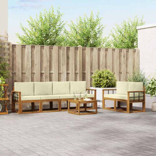 Комплект дивани за открито 7 pcs Натурален и Крема