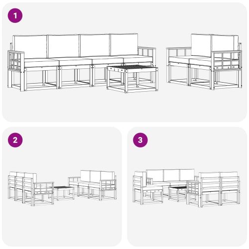 Комплект дивани за открито 7 pcs Натурален и Бежов