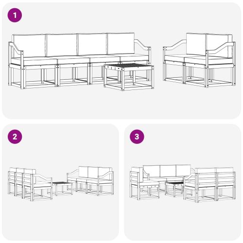 Комплект дивани за открито 7 pcs Естествено и светло сиво